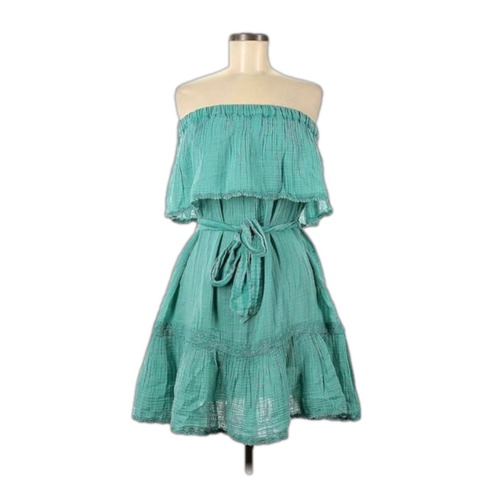 NWT Anthropologie Petite Medium Daily Practice Malibu Mini Dress Turquoise